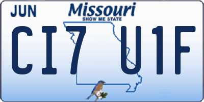 MO license plate CI7U1F
