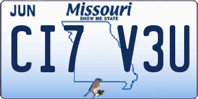 MO license plate CI7V3U