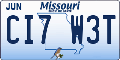 MO license plate CI7W3T