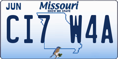 MO license plate CI7W4A