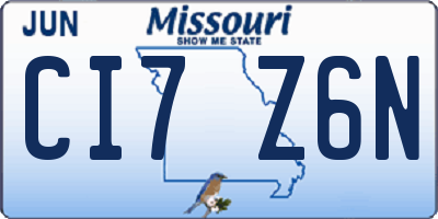 MO license plate CI7Z6N