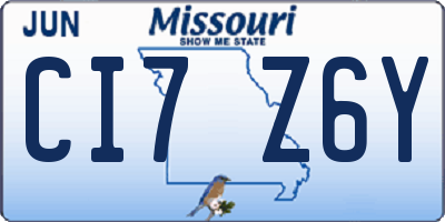 MO license plate CI7Z6Y