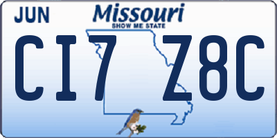 MO license plate CI7Z8C