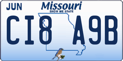 MO license plate CI8A9B