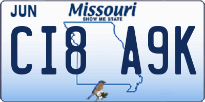 MO license plate CI8A9K