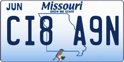 MO license plate CI8A9N