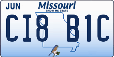 MO license plate CI8B1C