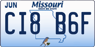 MO license plate CI8B6F