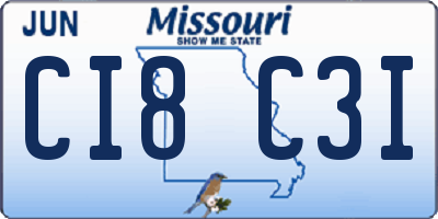 MO license plate CI8C3I