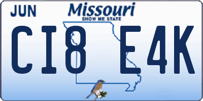 MO license plate CI8E4K