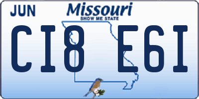 MO license plate CI8E6I