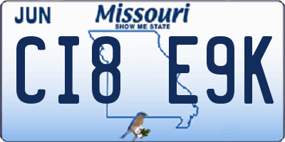 MO license plate CI8E9K