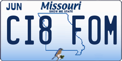 MO license plate CI8F0M