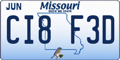 MO license plate CI8F3D