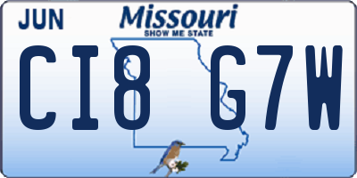 MO license plate CI8G7W