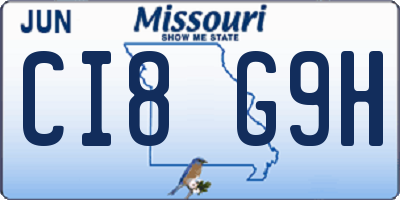 MO license plate CI8G9H