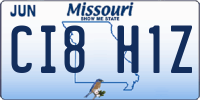 MO license plate CI8H1Z