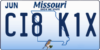 MO license plate CI8K1X