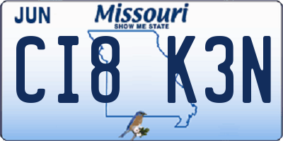 MO license plate CI8K3N