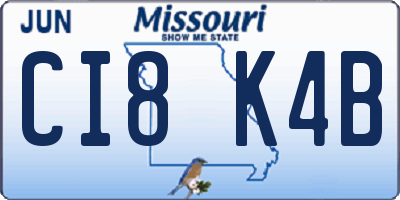 MO license plate CI8K4B