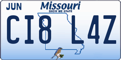 MO license plate CI8L4Z