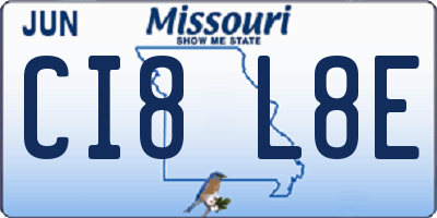 MO license plate CI8L8E