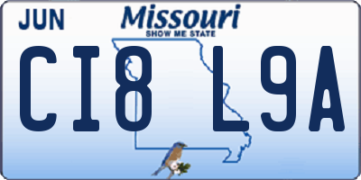 MO license plate CI8L9A
