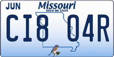 MO license plate CI8O4R