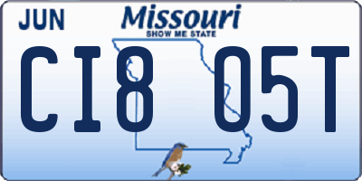 MO license plate CI8O5T