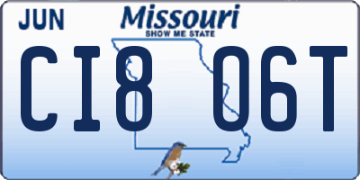 MO license plate CI8O6T