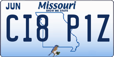 MO license plate CI8P1Z