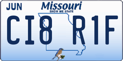 MO license plate CI8R1F
