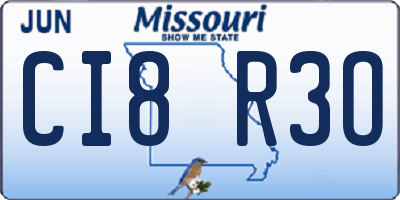 MO license plate CI8R3O