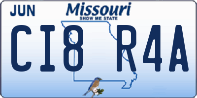MO license plate CI8R4A