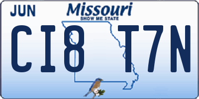 MO license plate CI8T7N