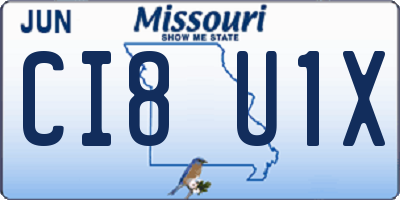 MO license plate CI8U1X