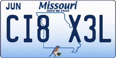 MO license plate CI8X3L