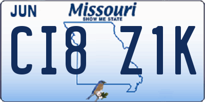 MO license plate CI8Z1K