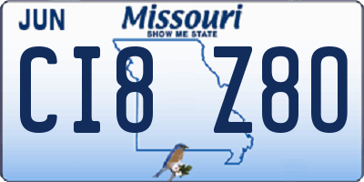 MO license plate CI8Z8O