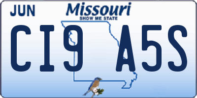 MO license plate CI9A5S