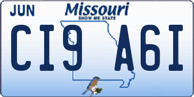 MO license plate CI9A6I