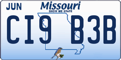 MO license plate CI9B3B