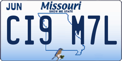 MO license plate CI9M7L