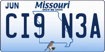 MO license plate CI9N3A