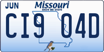 MO license plate CI9O4D