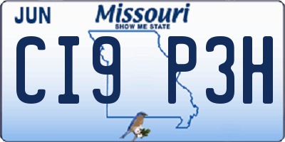 MO license plate CI9P3H
