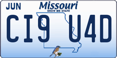 MO license plate CI9U4D