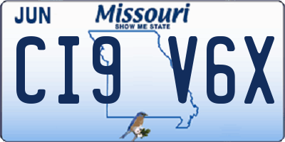 MO license plate CI9V6X