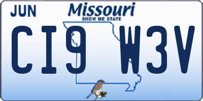 MO license plate CI9W3V