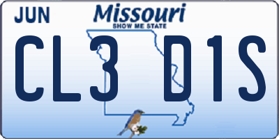 MO license plate CL3D1S